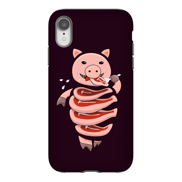 iPhone Xr StrongFit Dark Hungry Self Eating Cut In Steaks Pig by Boriana Giormova