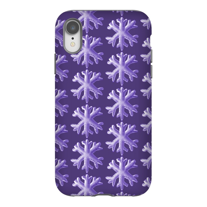 iPhone Xr StrongFit Ultra Violet Fluffy Snowflake Pattern by Boriana Giormova