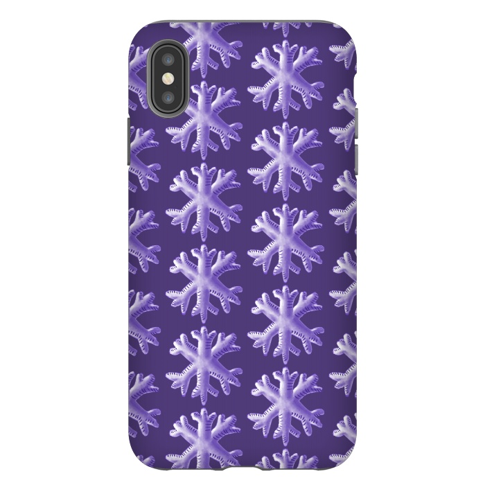 iPhone Xs Max StrongFit Ultra Violet Fluffy Snowflake Pattern by Boriana Giormova
