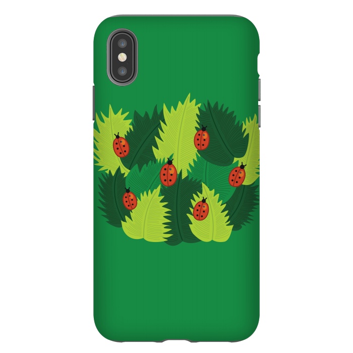 iPhone Xs Max StrongFit Green Leaves And Ladybugs In Spring by Boriana Giormova