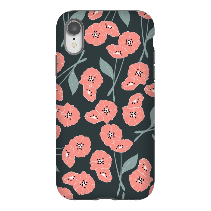 iPhone Xr StrongFit Delicate Flowers Dark by Jelena Obradovic
