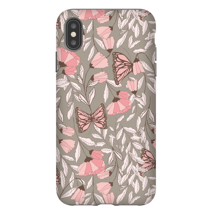 iPhone Xs Max StrongFit Romantic Butterflies Gray by Jelena Obradovic