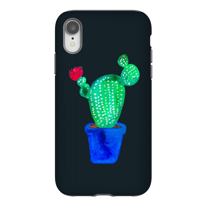 iPhone Xr StrongFit Red Flower Cactus by Amaya Brydon