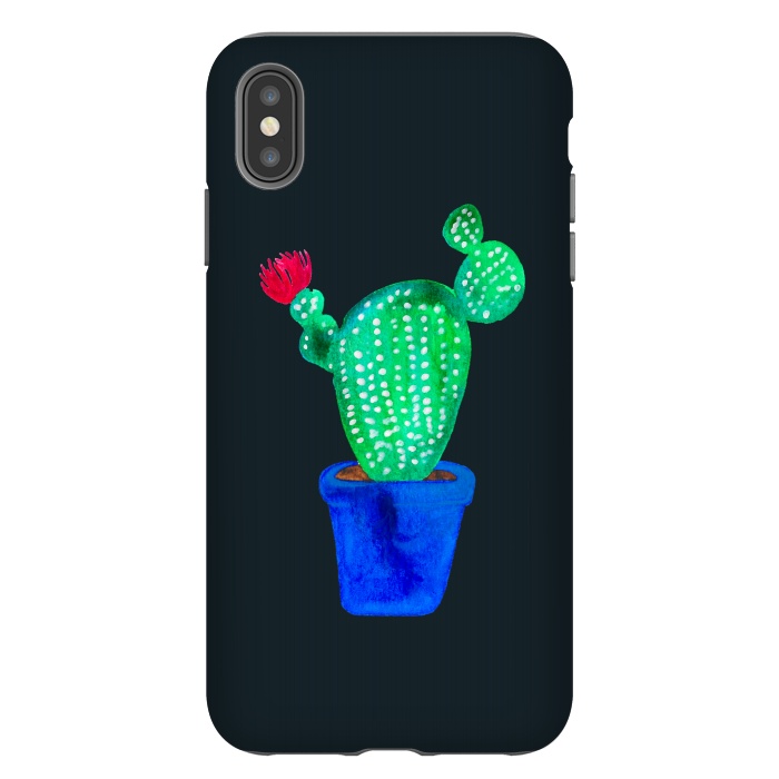 iPhone Xs Max StrongFit Red Flower Cactus by Amaya Brydon
