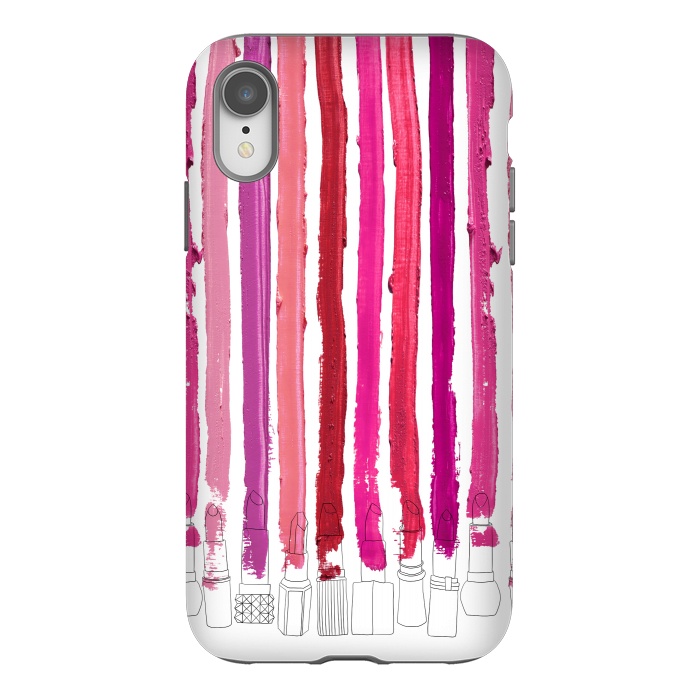iPhone Xr StrongFit Lipstick Stripes by Notsniw