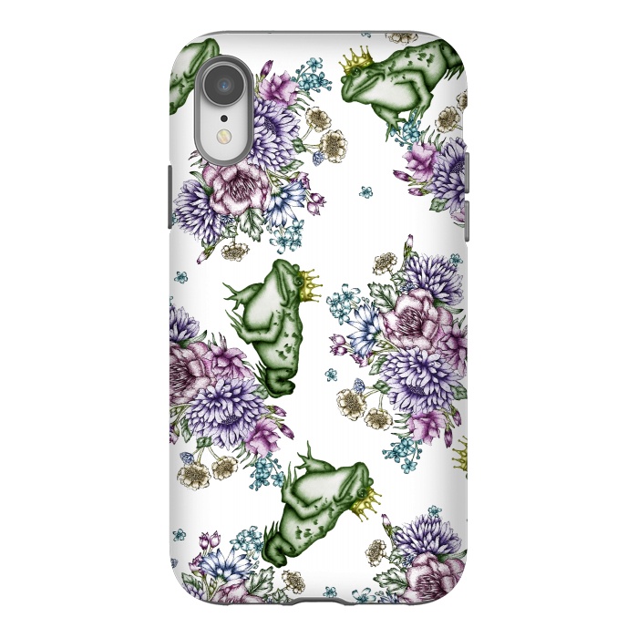 iPhone Xr StrongFit Frog Prince Floral Pattern by ECMazur 