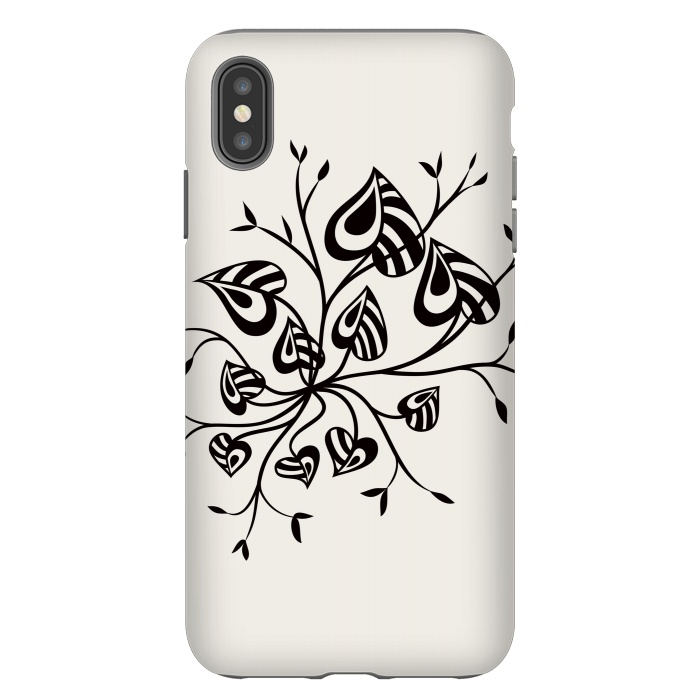 iPhone Xs Max StrongFit Abstract Black And White Floral With Pointy Leaves by Boriana Giormova