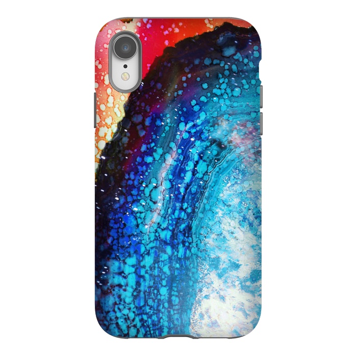 iPhone Xr StrongFit Paint splattered marble blue red by Oana 
