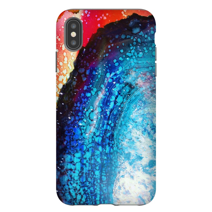 iPhone Xs Max StrongFit Paint splattered marble blue red by Oana 