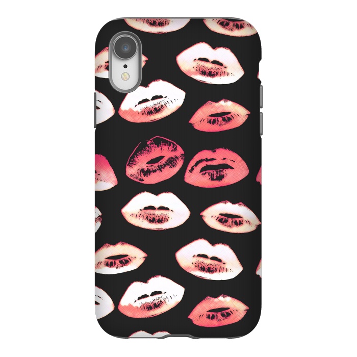 iPhone Xr StrongFit Red pink lipstick kisses by Oana 