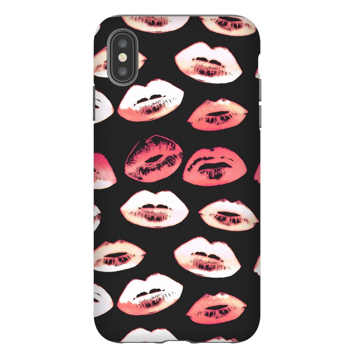 iPhone Xs Max StrongFit Red pink lipstick kisses by Oana 