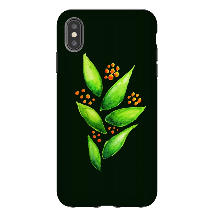 iPhone Xs Max StrongFit Abstract watercolor green plant with orange berries by Boriana Giormova
