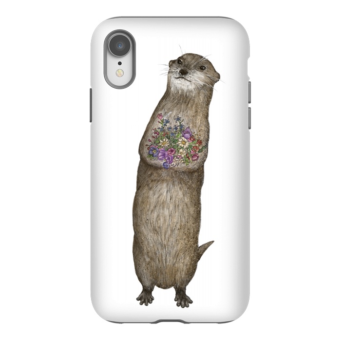 iPhone Xr StrongFit Otter and Flowers by ECMazur 