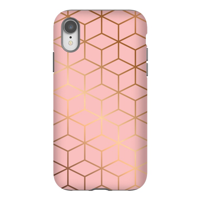iPhone Xr StrongFit Pink & Gold Geometry 011 by Jelena Obradovic