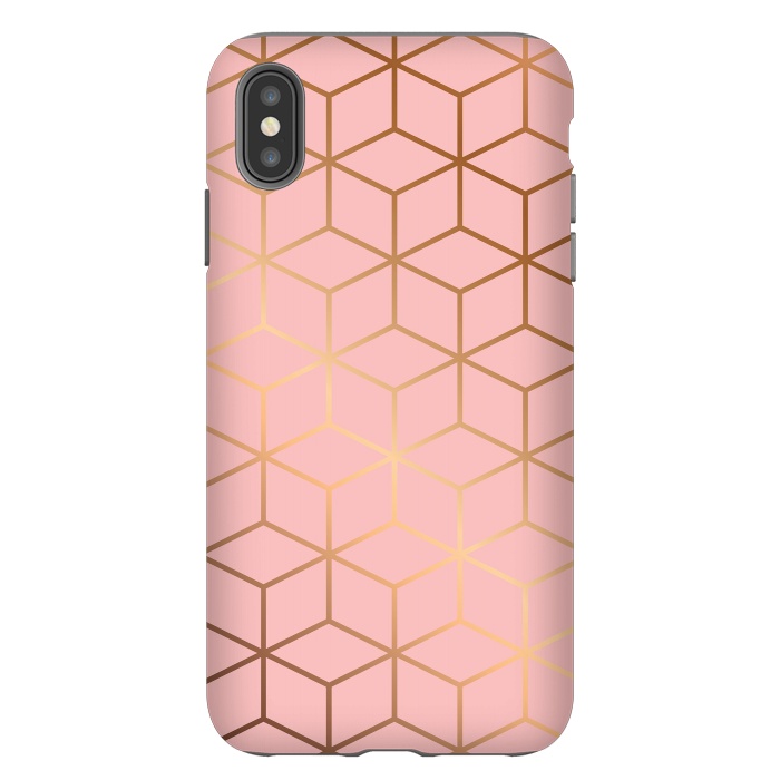 iPhone Xs Max StrongFit Pink & Gold Geometry 011 by Jelena Obradovic
