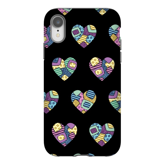 iPhone Xr StrongFit patchwork heart pattern by Laura Nagel