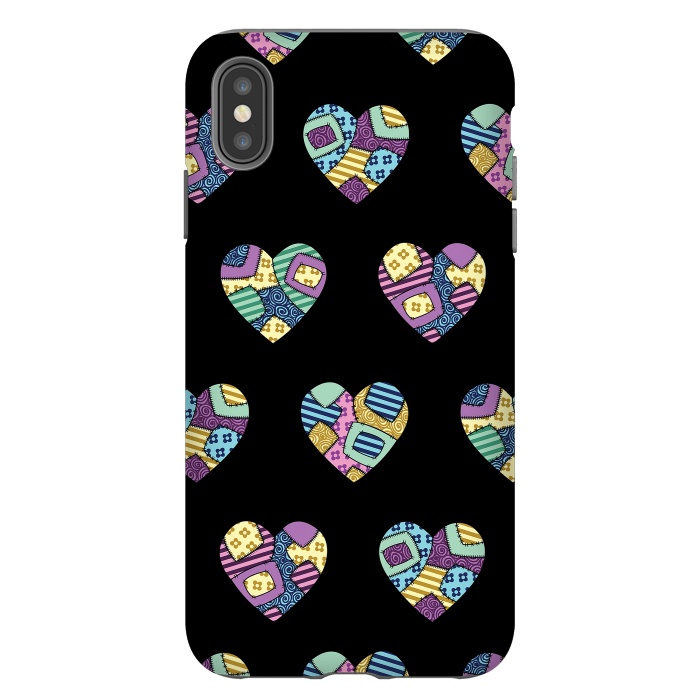 iPhone Xs Max StrongFit patchwork heart pattern by Laura Nagel