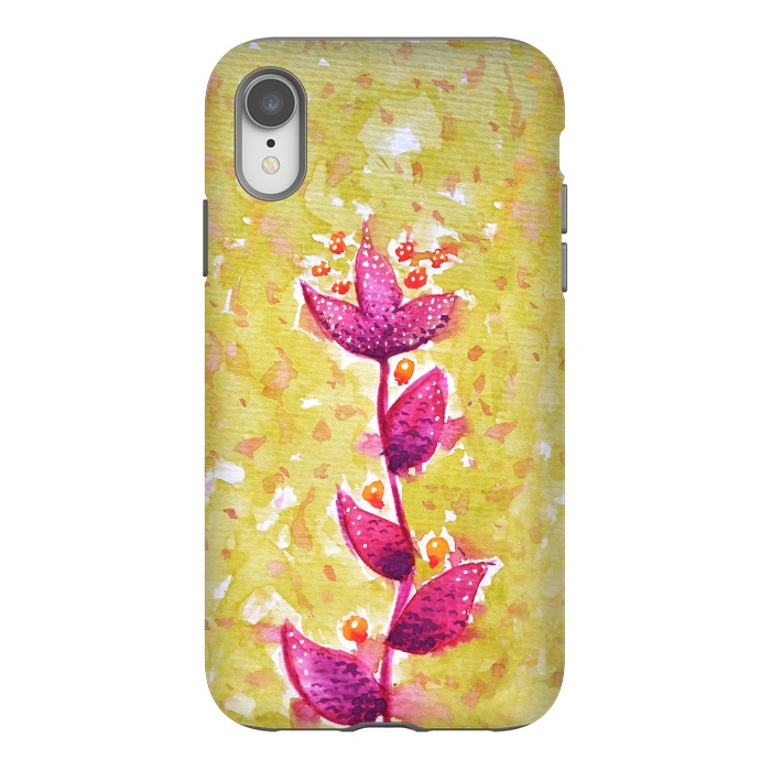 iPhone Xr StrongFit Abstract Watercolor Flower In Purple And Green by Boriana Giormova