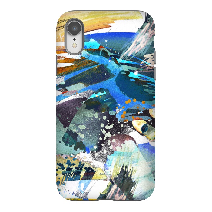 iPhone Xr StrongFit Abstract watercolor splatter and brushstrokes by Oana 