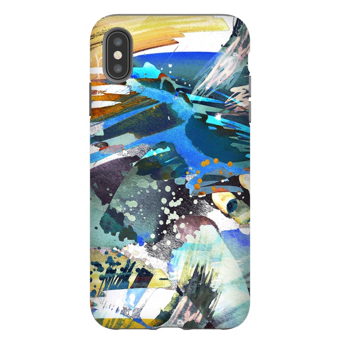 iPhone Xs Max StrongFit Abstract watercolor splatter and brushstrokes by Oana 