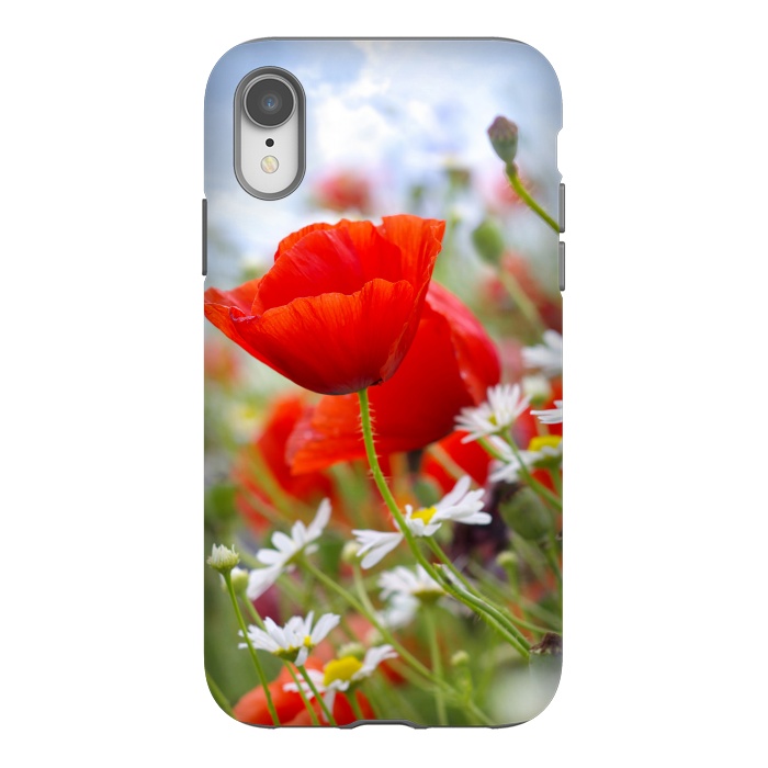iPhone Xr StrongFit Red & White Flowers by Bledi
