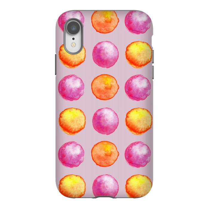 iPhone Xr StrongFit Juicy Watercolor Pink And Orange Spheres Pattern by Boriana Giormova