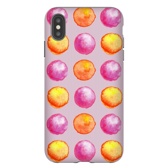 iPhone Xs Max StrongFit Juicy Watercolor Pink And Orange Spheres Pattern by Boriana Giormova