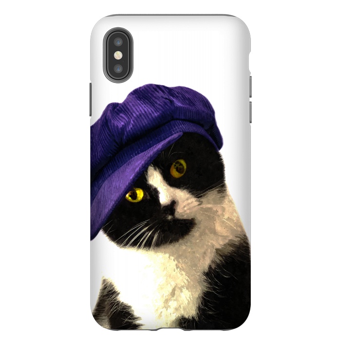 iPhone Xs Max StrongFit Cute Cat Blue Hat by Alemi
