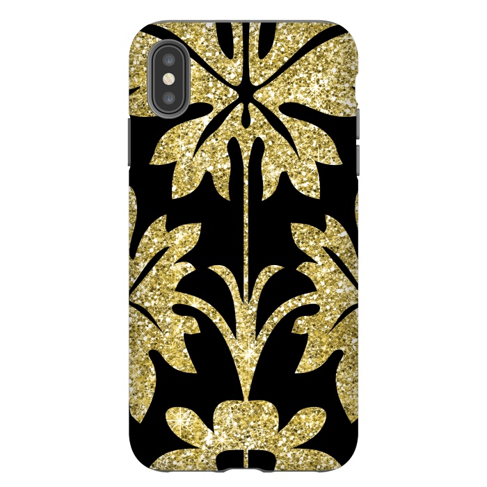 iPhone Xs Max StrongFit Gold Glitter Black Background by Alemi