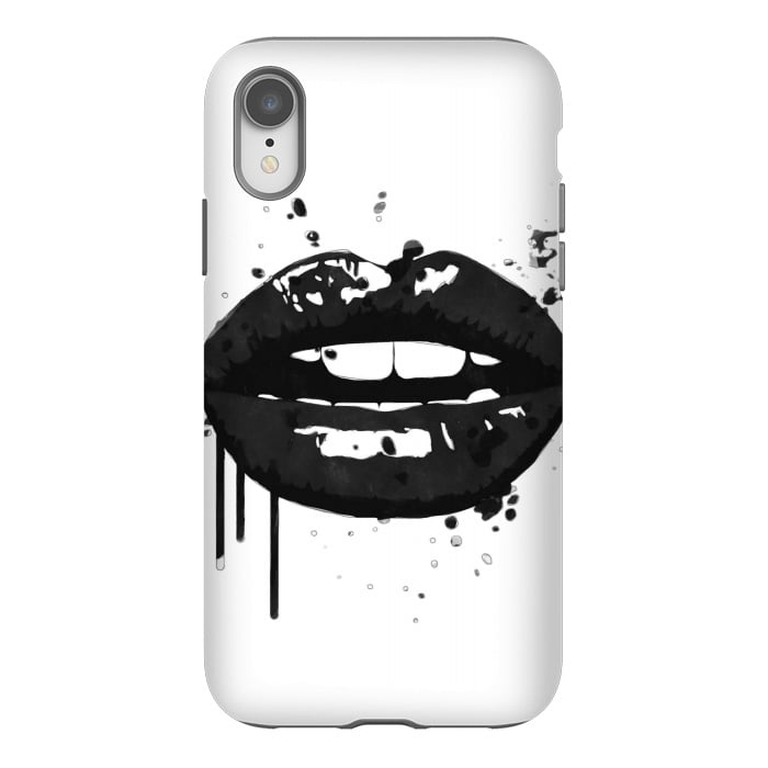 iPhone Xr StrongFit Black Lips Fashion Illustration by Alemi