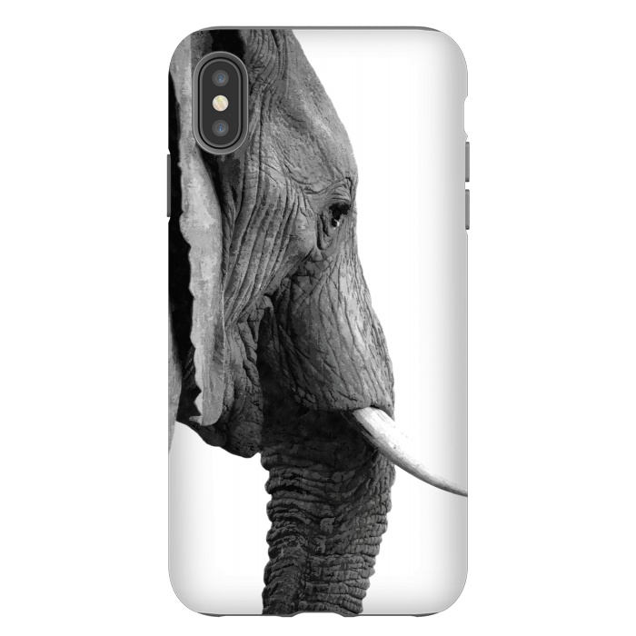 iPhone Xs Max StrongFit Black and White Elephant Profile by Alemi