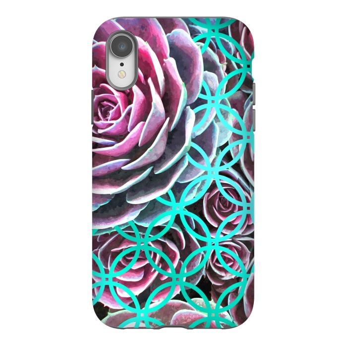 iPhone Xr StrongFit Purple Cactus Turquoise Circle by Alemi