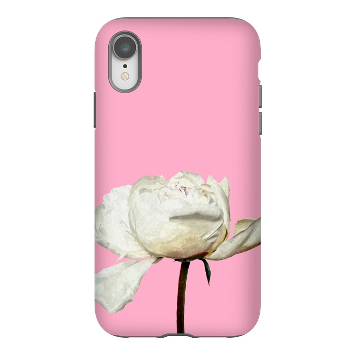 iPhone Xr StrongFit White Peony Pink Background by Alemi
