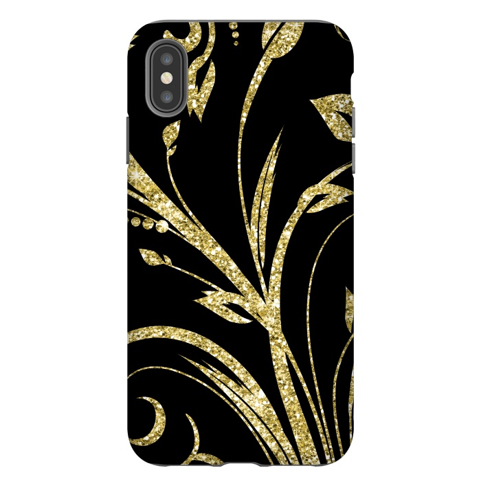 iPhone Xs Max StrongFit Black Gold and Glitter Pattern by Alemi