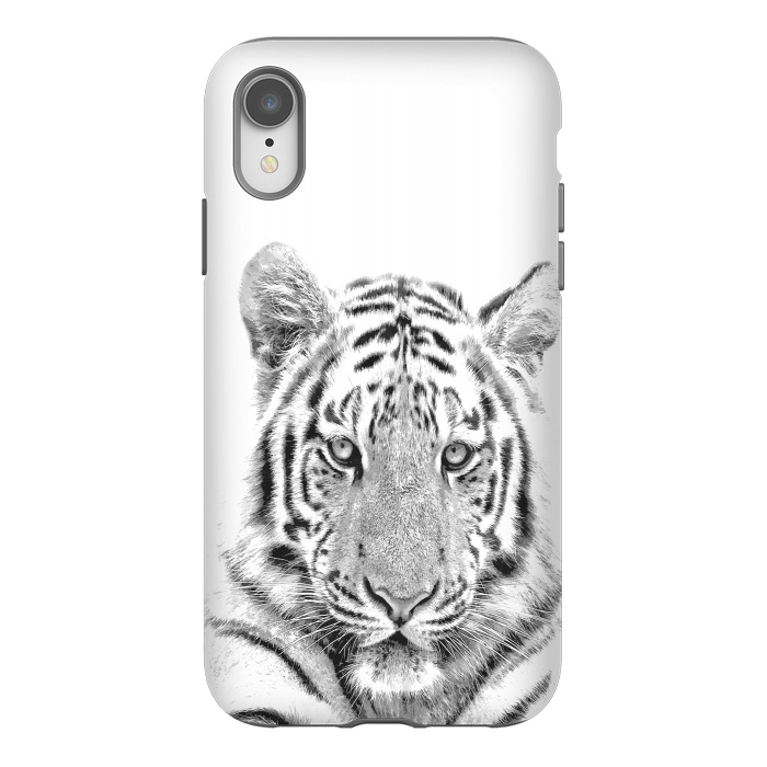 iPhone Xr StrongFit Black and White Tiger by Alemi