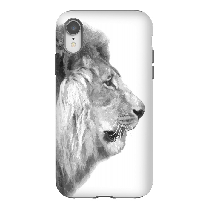 iPhone Xr StrongFit Black and White Lion Profile by Alemi