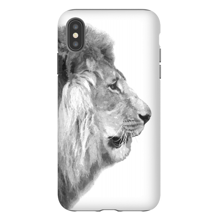 iPhone Xs Max StrongFit Black and White Lion Profile by Alemi