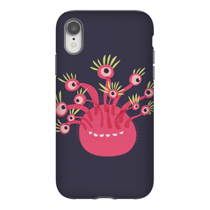 iPhone Xr StrongFit Funny Pink Monster With Eleven Eyes by Boriana Giormova