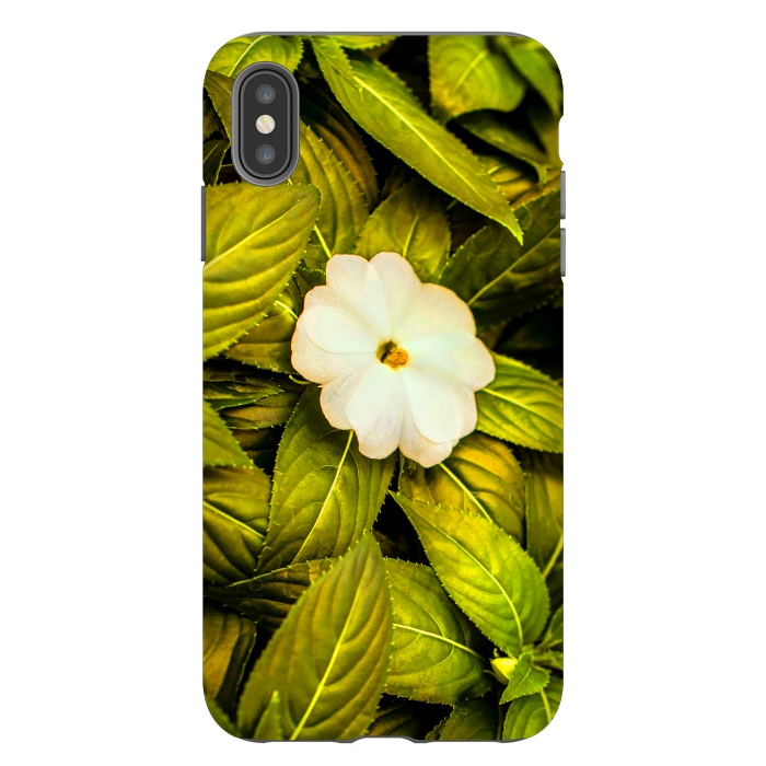 iPhone Xs Max StrongFit Leaves and White Flower by Bledi