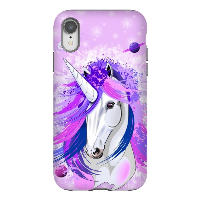 iPhone Xr StrongFit Unicorn Spirit Pink and Purple Mythical Creature by BluedarkArt