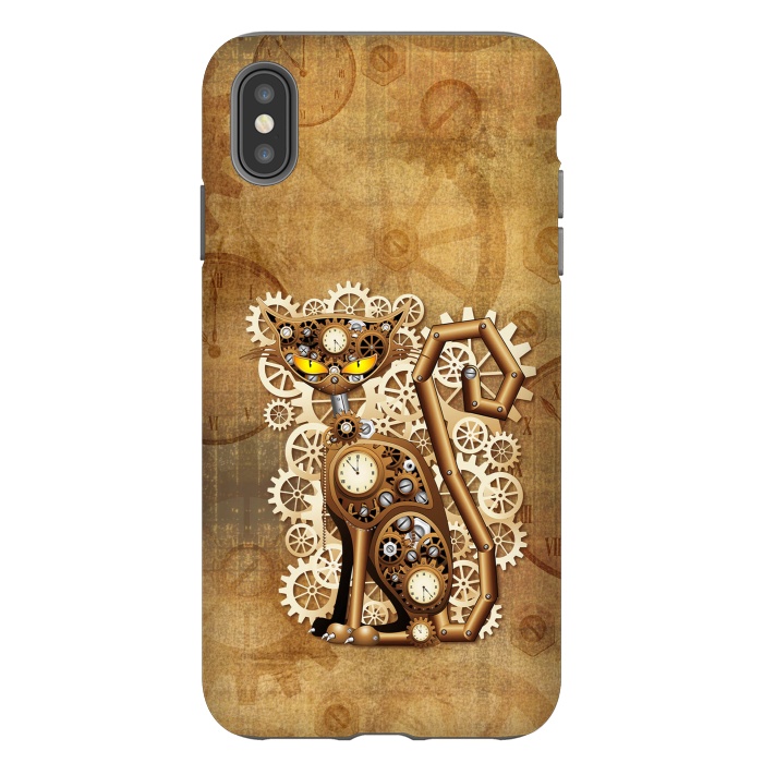 iPhone Xs Max StrongFit Steampunk Cat Vintage Style by BluedarkArt