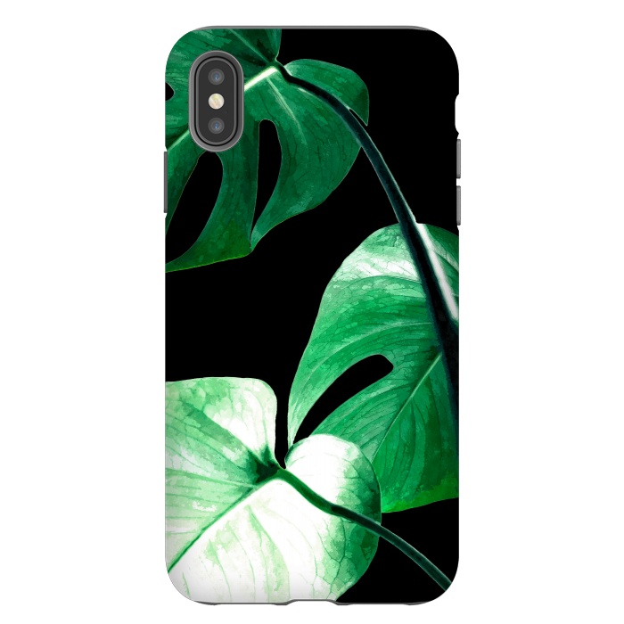iPhone Xs Max StrongFit Green Monstera Leaves by Alemi