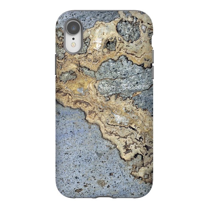 iPhone Xr StrongFit Blue and Gold Marble by Alemi