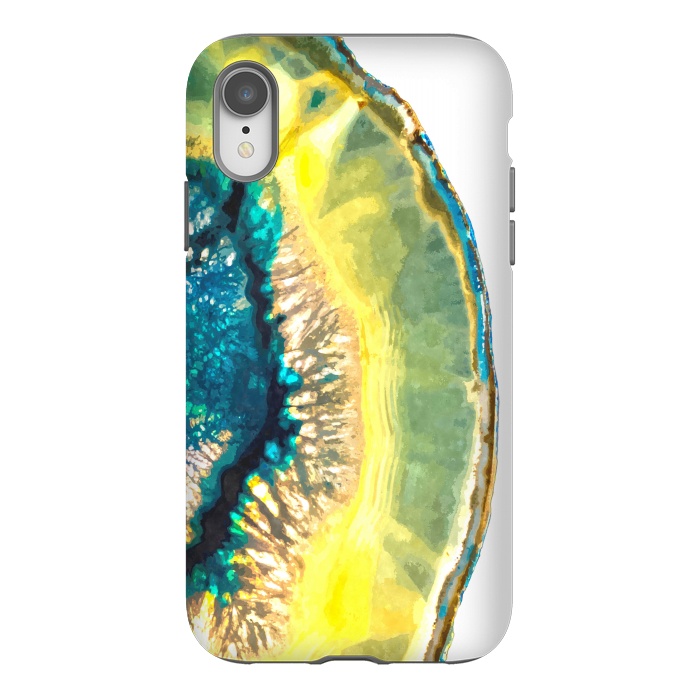 iPhone Xr StrongFit Blue and Yellow Agate by Alemi
