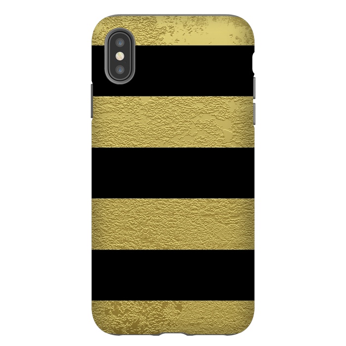 iPhone Xs Max StrongFit Black and Gold Stripes by Alemi