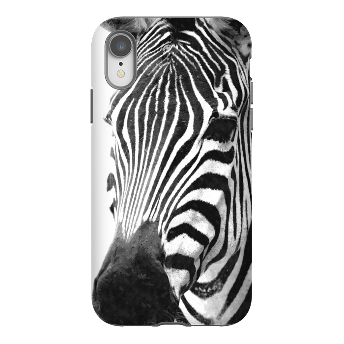 iPhone Xr StrongFit Black and White Zebra by Alemi