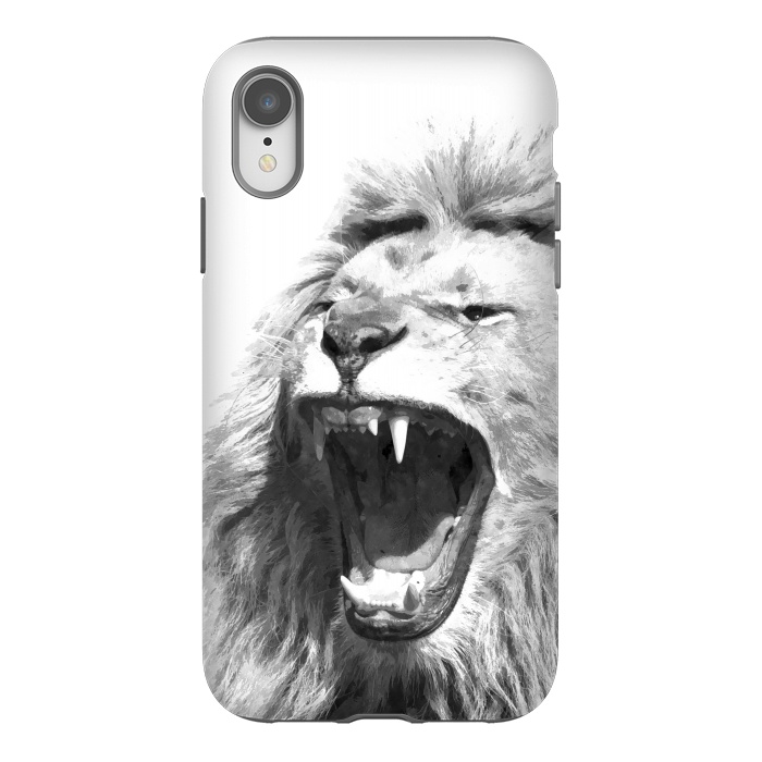 iPhone Xr StrongFit Black and White Fierce Lion by Alemi