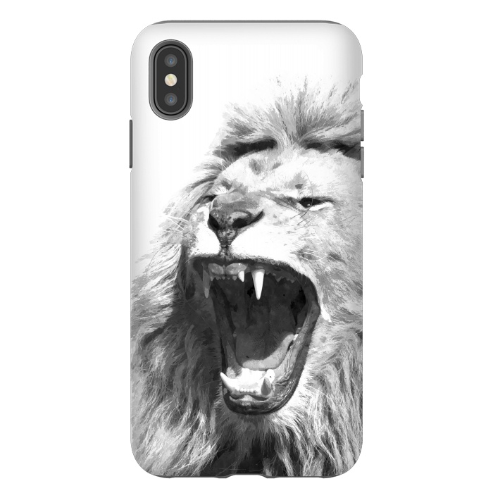 iPhone Xs Max StrongFit Black and White Fierce Lion by Alemi