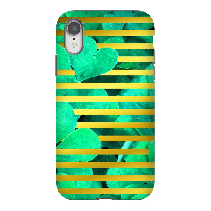 iPhone Xr StrongFit Clover and Gold Stripes Geometric Illustration by Alemi