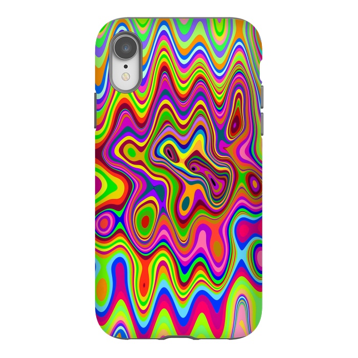 iPhone Xr StrongFit Psychedelic Glowing Colors Pattern by BluedarkArt